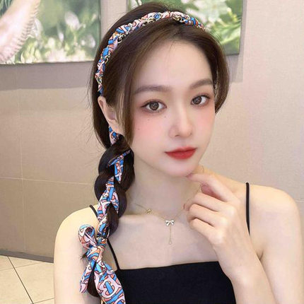 Water Drill Chain Floral Ribbon Headband Pink Blue - Shop at LoveMi