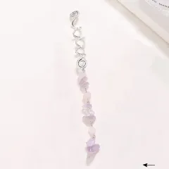 Natural Stone Pendant Hair Ring Head Rope Dreadlocks - Silver Base Light Purple Long - View 1