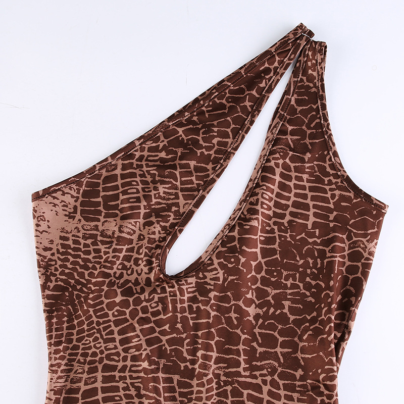 Title 6, Jumpsuit skinny con stampa serpente, effetto pu...