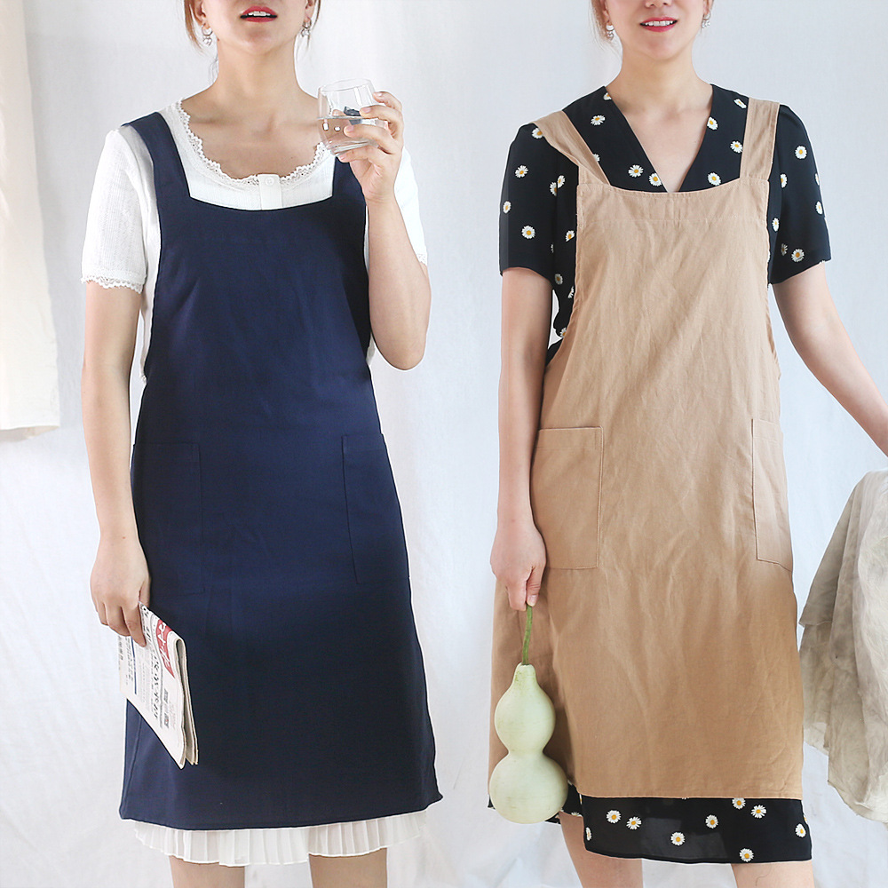 Title 2, Simple Pure Cotton Waterproof Apron Studio Bib ...