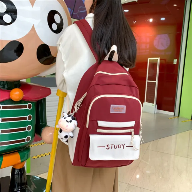 School Bag Female Junior High School Student Backpack Large Capacity Backpack Red - Shop at LoveMi
