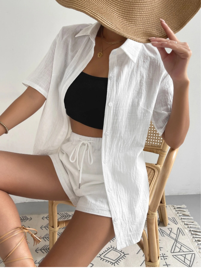 Title 3, Womens cotton and linen loose shirt and shorts...