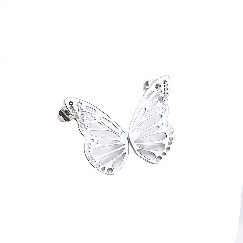 Title 2, Korean Style Simple Butterfly Studs Stainless S...