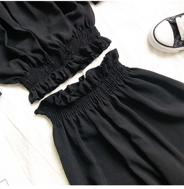 One Shoulder Cropped Top  Bud Wide Leg Pants Suit