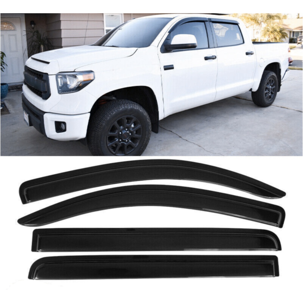 For T Oyota 2007-21 Tundra Crewmax Cab Window Visor Rain Deflector Guard 4PCS Set