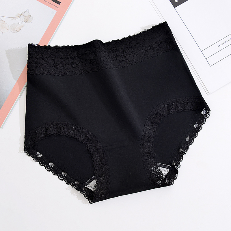 Title 4, High-waisted Cotton Briefs With Lace Crotch