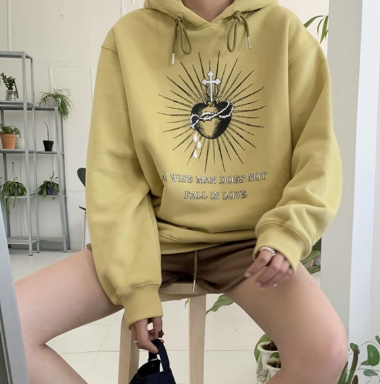 Hooded Printed Sweater And Velvet Retro Coat