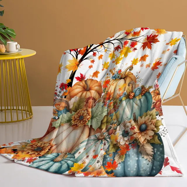 Countryside Style Autumn Themed Printed Flannel Blanket, Comfortable And Warm Home Blanket, Suitable For Beds, Sofas, Camping, And Seasonal Use In ... Yellow - Shop at LoveMi