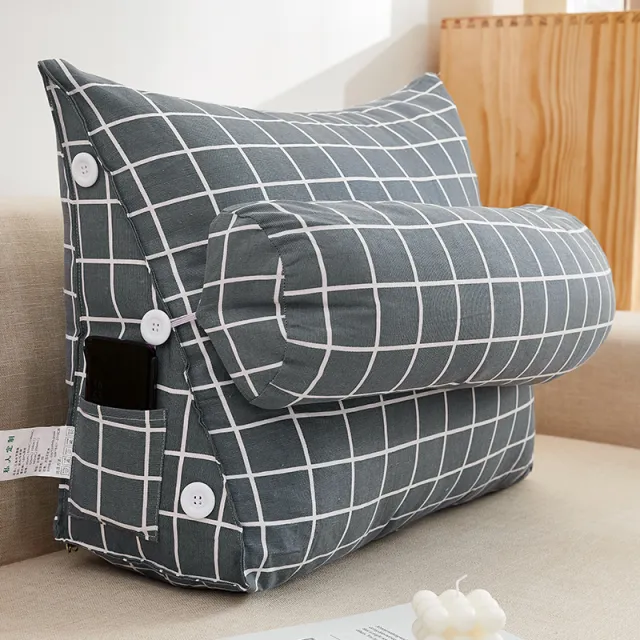 Soft Bed Head Tatami Triangle Cushion Grey Grid - Shop at LoveMi
