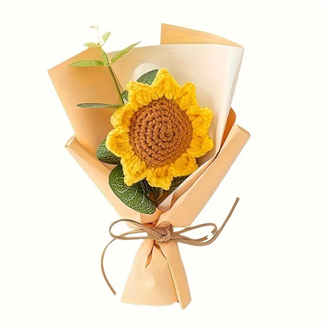Sunflowers Crochet Flowers Bouquet, Knitted Bouquet, Crochet Artificial Flowers For Home Wedding Decor Birthday Gift Clearance 1 Bundle - Shop at LoveMi