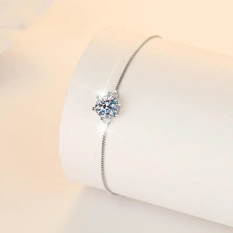 Sterling Silver Mosang Stone Women's Bracelet