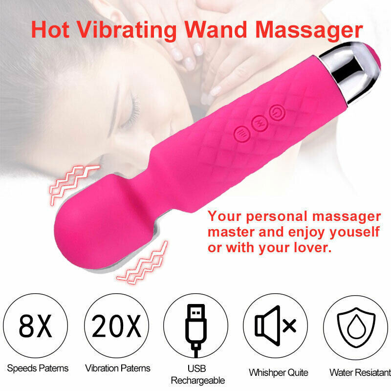 20 Speed Handheld Massager Wand Vibrating Massage Magic Full Body Therapy Motor