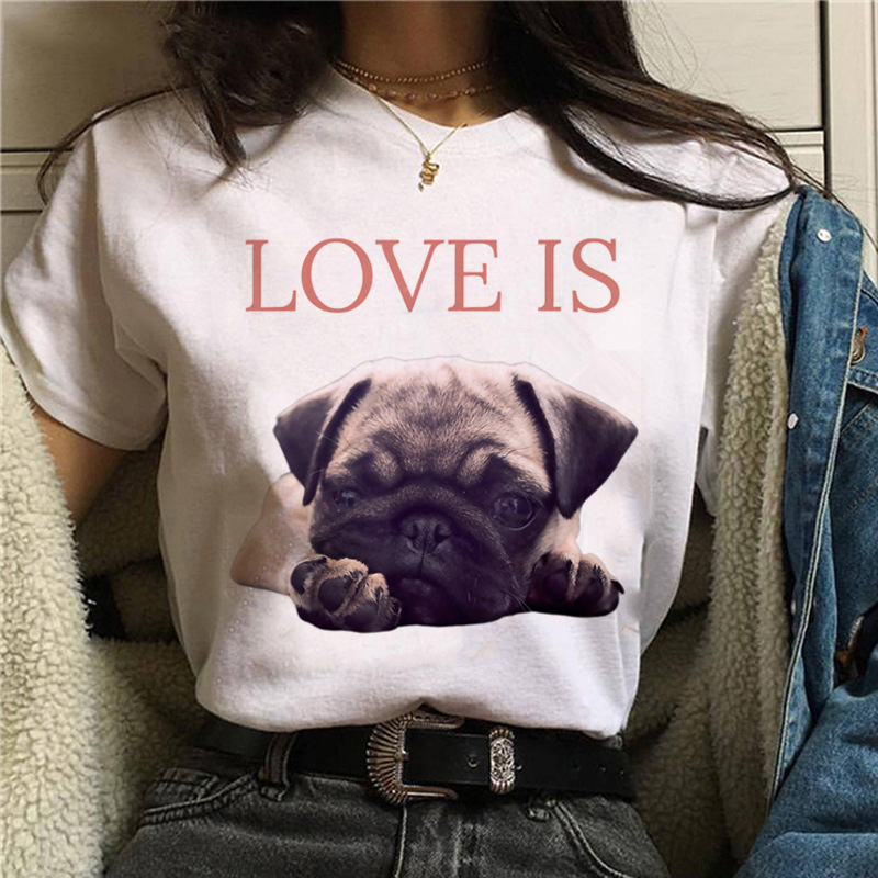 Title 2, Pet Dog Cartoon Print Round Neck Short Sleeve