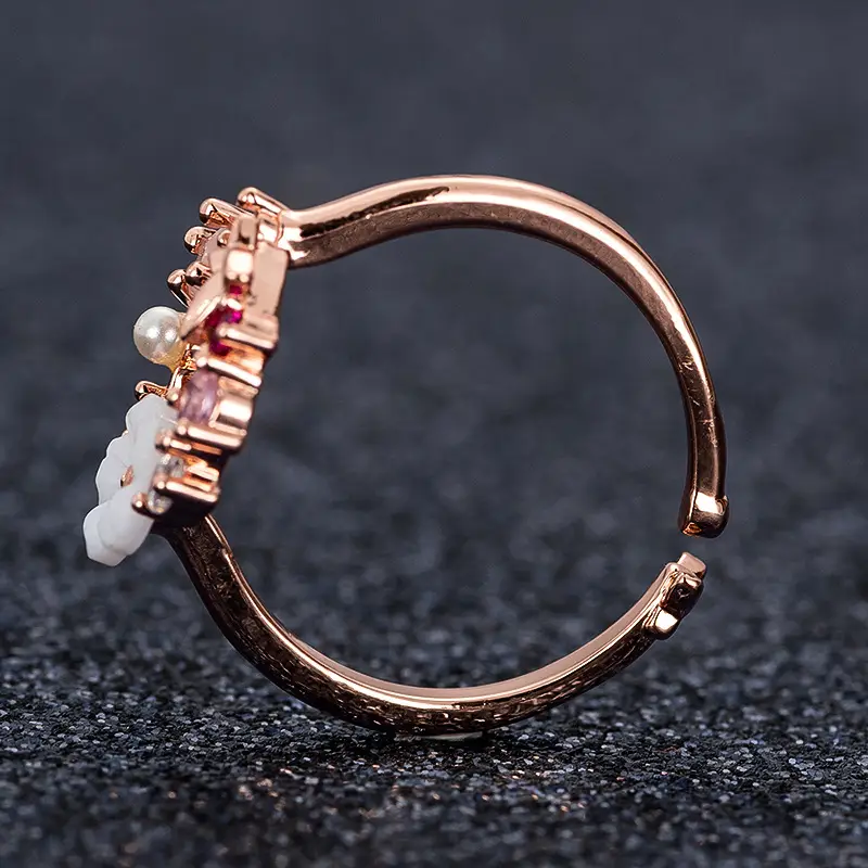 Adjustable Opening Shell Flower Butterfly Pearl Ring