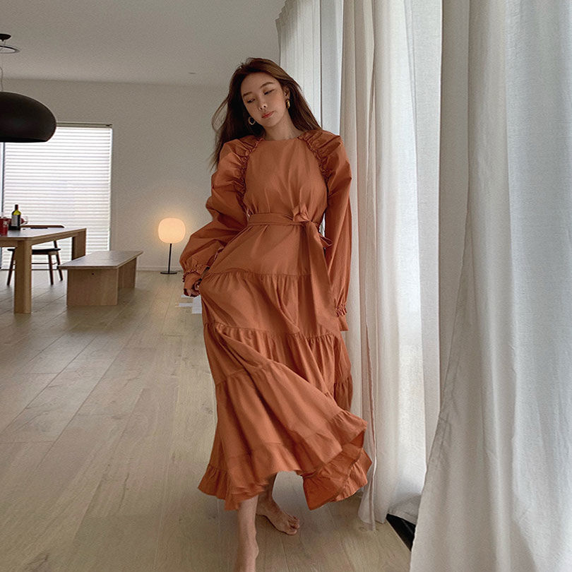 Puff-Sleeve A-Line Maxi Dress, picture 3 of 5