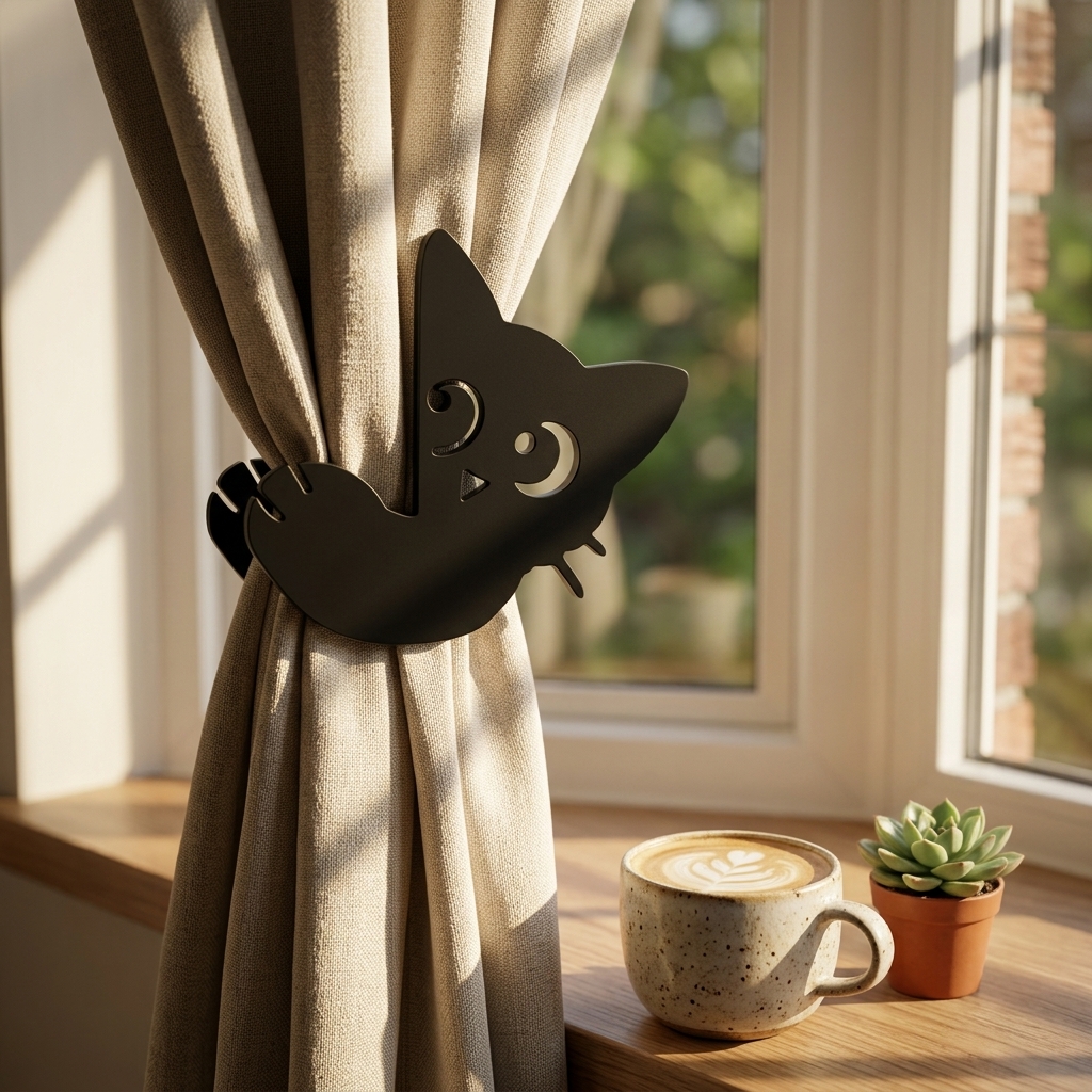 3D Printed Cat Curtain Tieback, Cute Cat Curtain Holder, Decorative Curtain Buckle For Home, Bedroom And Living Room