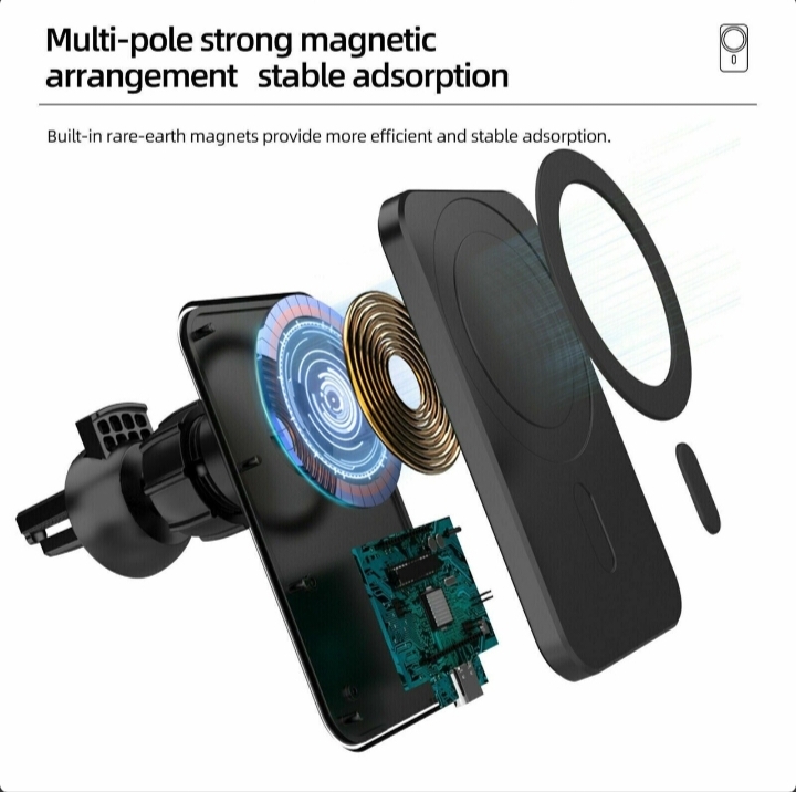 Magnetic Wireless Charger Car Mount Holder For 12 13 14 Pro Max MagSafe 6
