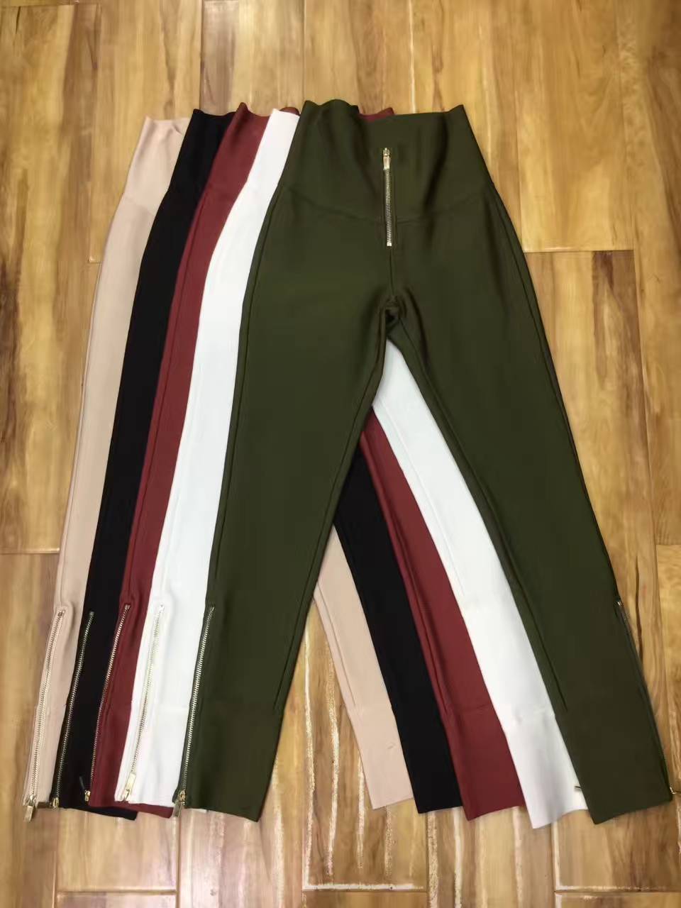 Sexy Bandage Stretch Leggings Tight Zipper