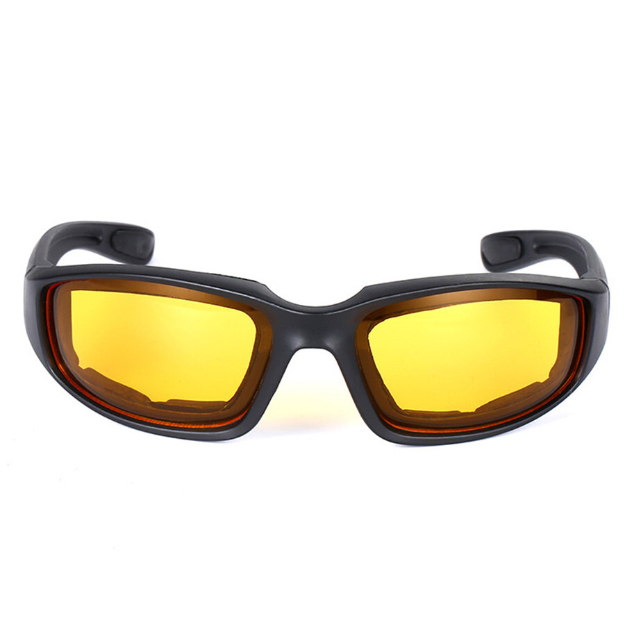 Chopper Cycling Sports Sunglasses For Men Wrap Around UV400 Protection For Cycling Fishing Driving Glasses Wind Resistant Yellow Lens 3 Pack