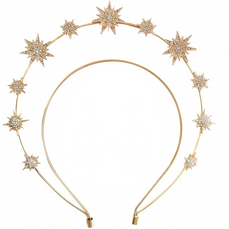 Double Layer Hexagram Headband Diamond Bride Gold - Shop at LoveMi