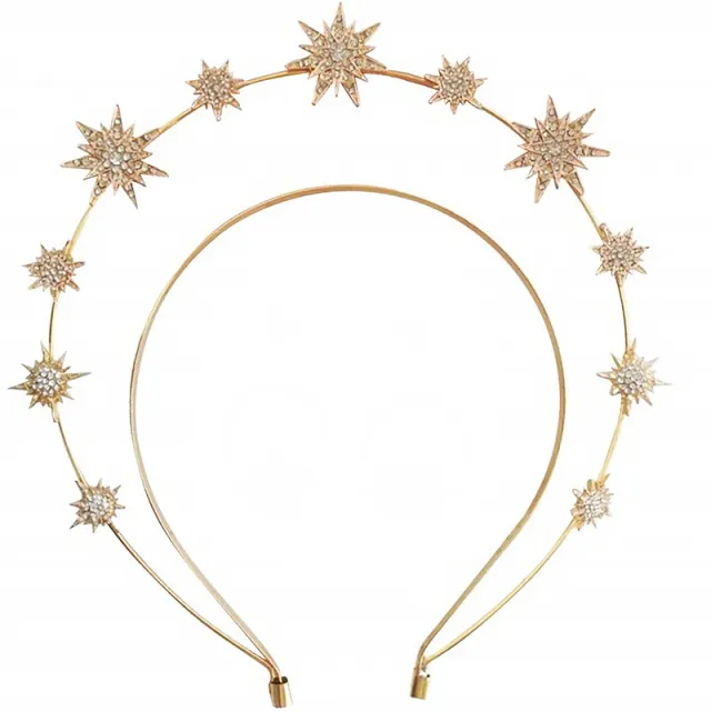 Double Layer Hexagram Headband Diamond Bride Gold - Shop at LoveMi
