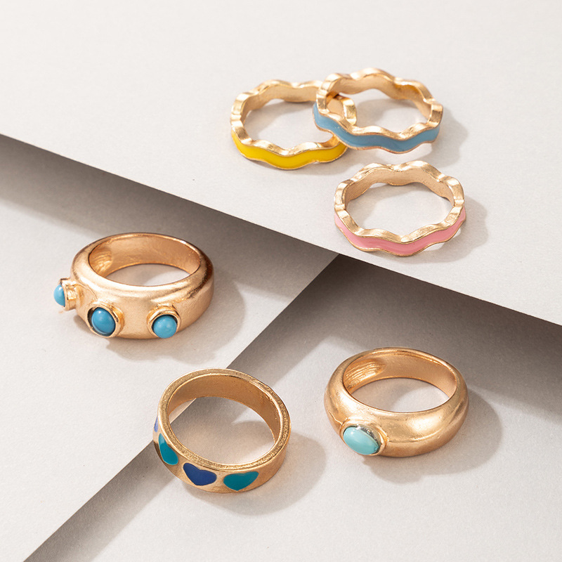 Color Love Fashion Ins Style 6-piece Ring Female