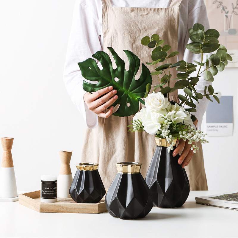 Golden Nordic Light Luxury Ins Ceramic Vase Decoration