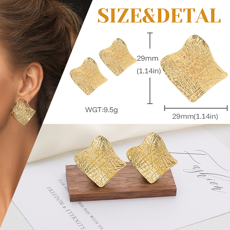 Light Luxury Gold Stainless Steel Studs High Fashion Non-Fading Titanium Steel Earrings