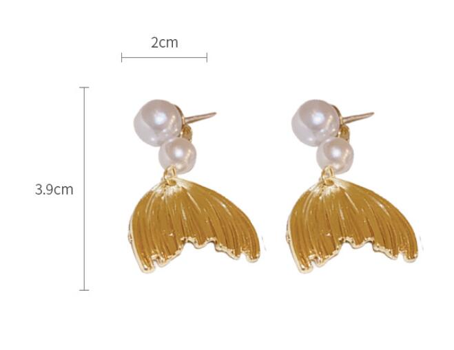 Title 1, Silver Needle Fishtail Pearl Tassel Simple Earr...