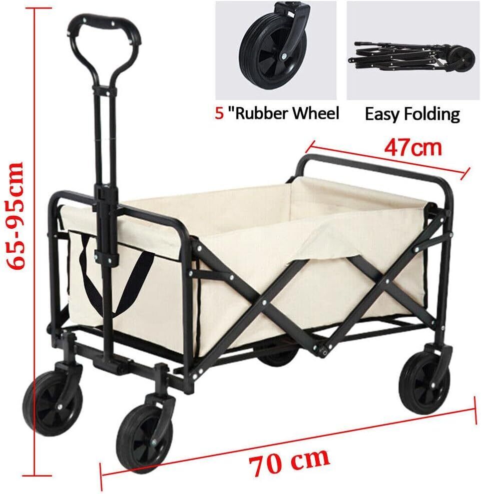 5 Rubber Wheel Heavy Duty Foldable Garden Trolley Cart Wagon For Camping — image 3