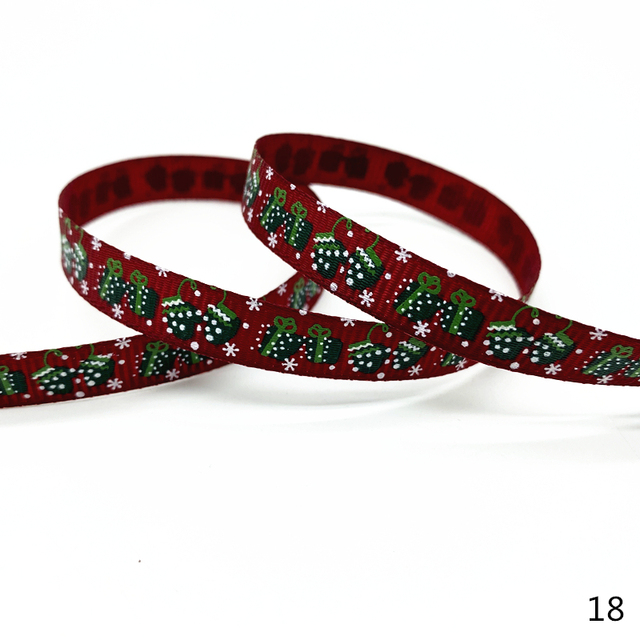 Size 5 10mm Christmas Ribbon Printed Grosgrain Ribbon