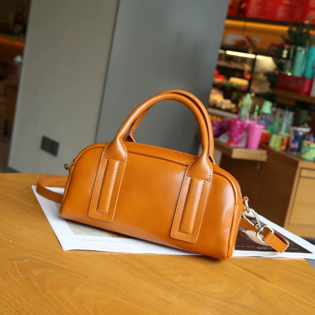Sac pour femme en cuir véritable, style baguette, cuir de vache tanné végétal – Image 3