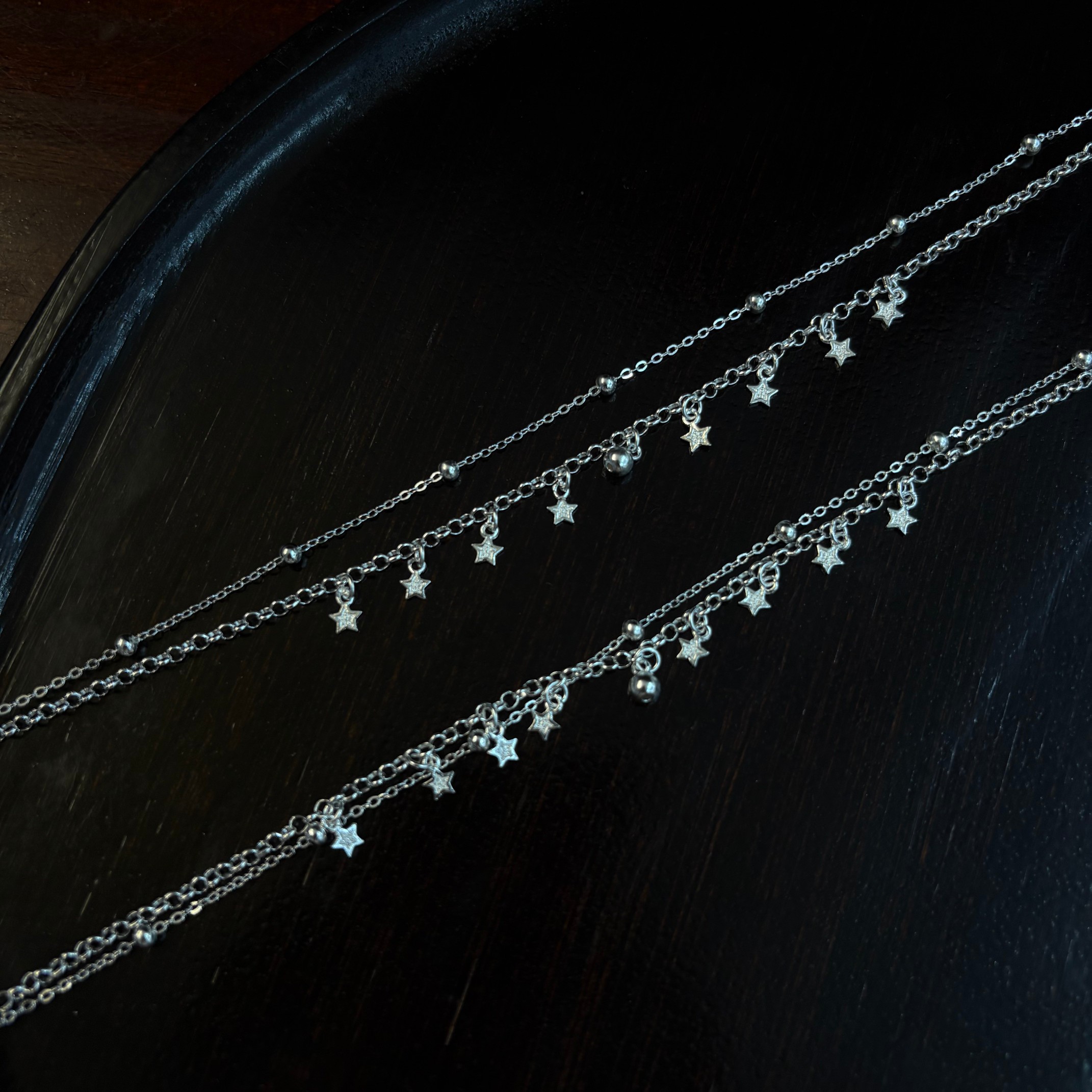 Sterling Silver Star Bead Anklet, picture 4 of 5