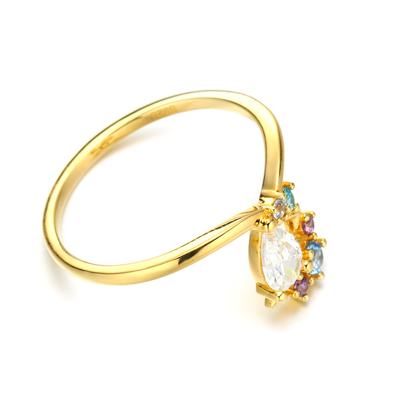 Title 6, Drop-shaped Colorful Zircon Ring for Women. A s...