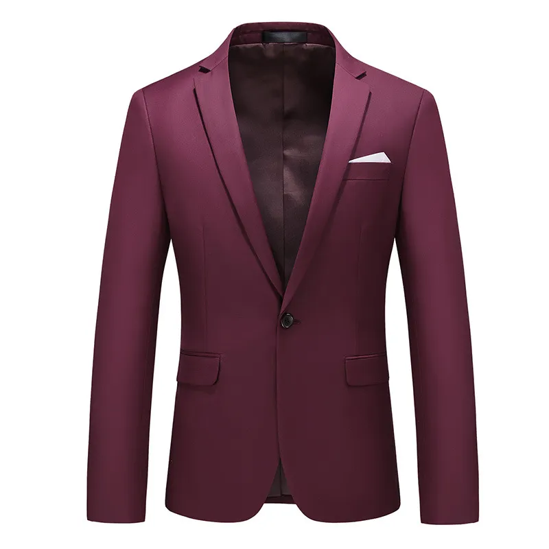 Men's Business Casual Single Western Shirt - Wine Red