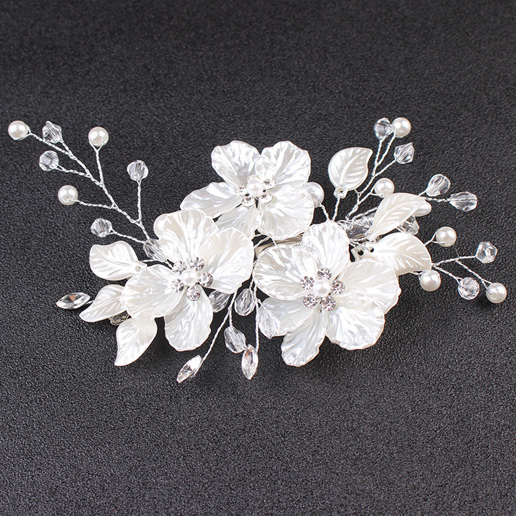 Korean Bride Handmade Pearl Crystal Hairpin Pin U-shaped Clip
