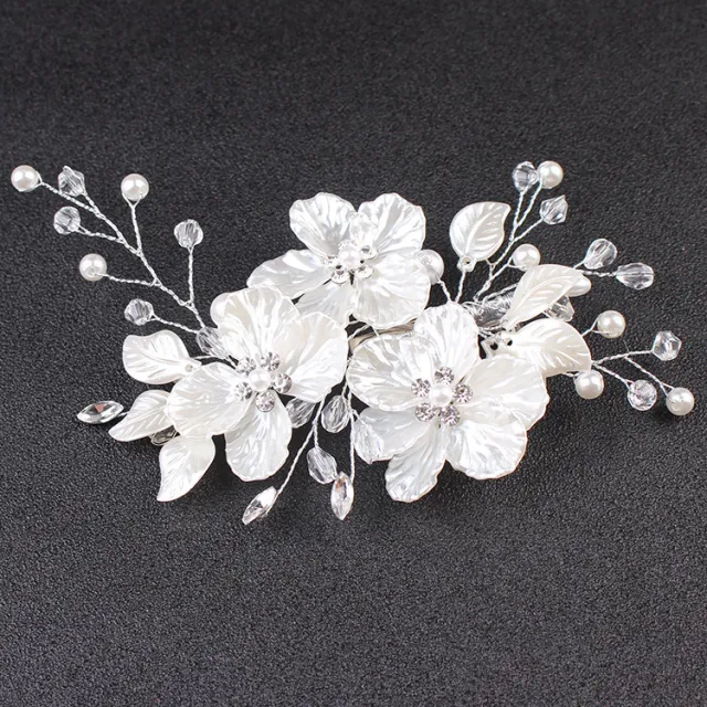 Korean Bride Handmade Pearl Crystal Hairpin Pin U shaped Clip White - Shop at LoveMi