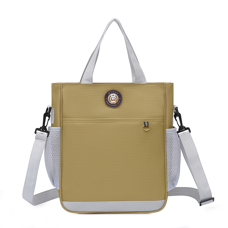 Primary School Printing Tutoring Bag Oxford Cloth Tote Bag Children's One Shoulder Hand-held Printing Logo Tutoring Art File Bag - Khaki