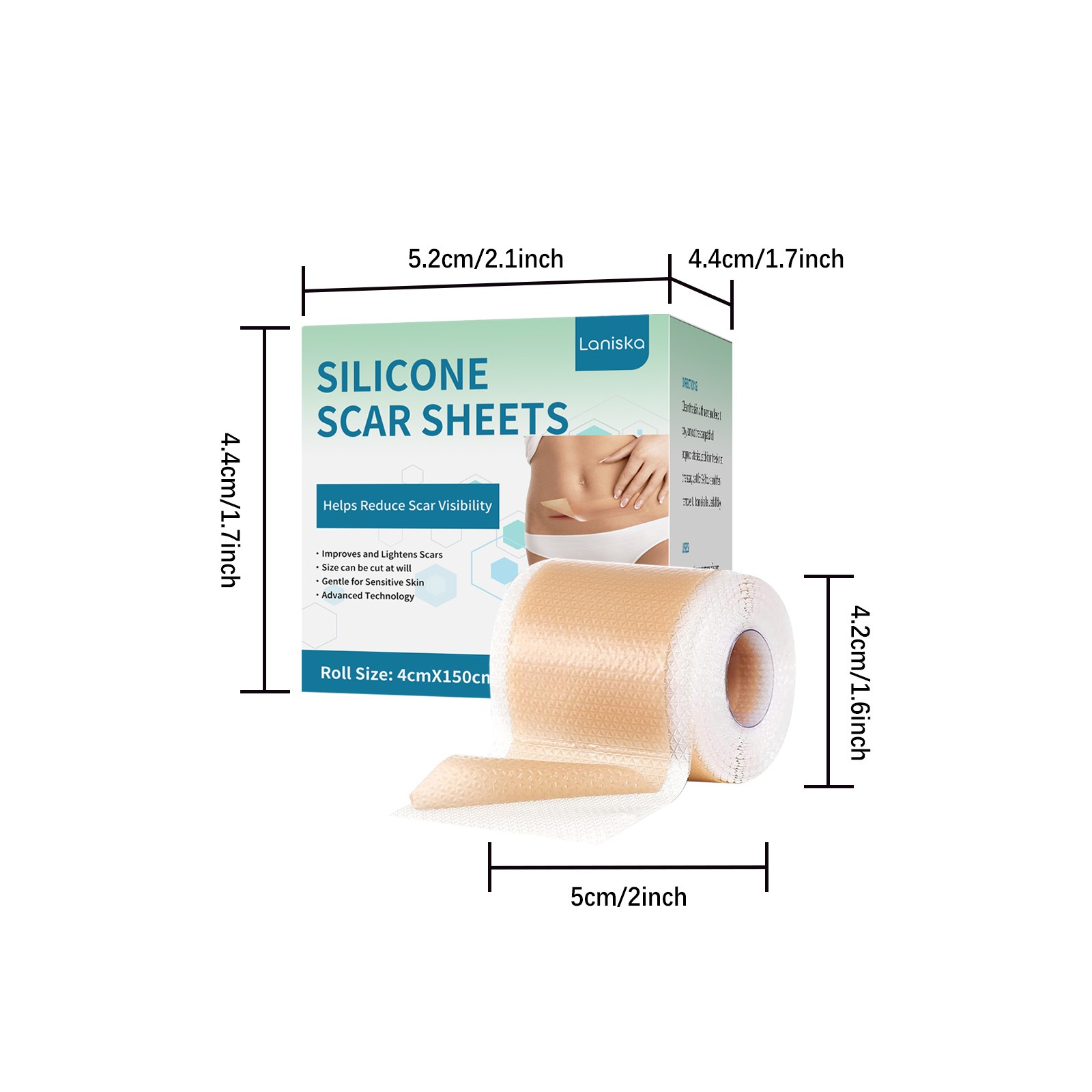 Silicone Care Patches Silicone Scar Sheets Daily Gentle Care Conforms To Body Skin Smooth, Breathable, Comfortable, Nourishing