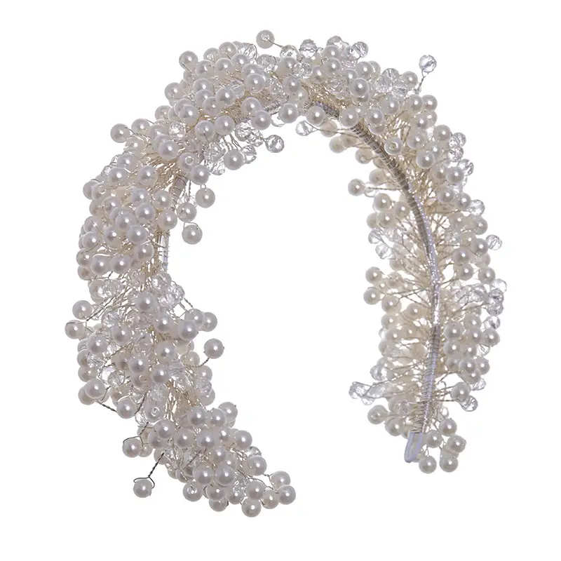 Pearl Hairband Tiara Hand Braided Twist Beads