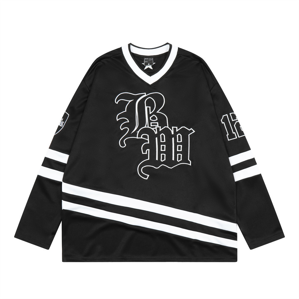 American Heavy Industry Embroidered V-Neck Long Sleeve T-Shirt Men's