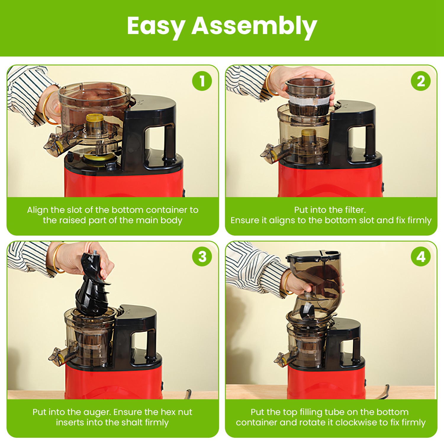 1Pc Cold Press Juicer Machine 300W Electric Slow Masticating Juicer For Whole Vegetable And Fruit With Reverse Function 2 Containers Cleaning Brush Clear Marks Easy Cleaning Fedex Shipping — foto 6