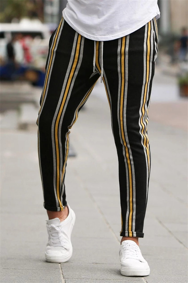 Title 1, Multicolor striped slim-fit casual sports fashi...