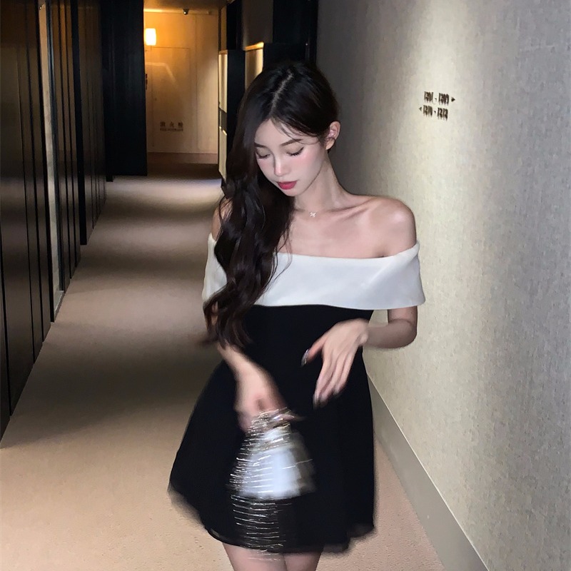 Summer Short Sleeve Off The Shoulder A Line Skirt