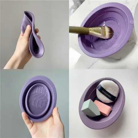 Scrubbing Plate Makeup Brush Cleaning Pad Bowl