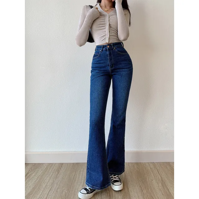 Women's Fashion High Elastic Butt Lift Slim Jeans Dark Blue - Shop at LoveMi