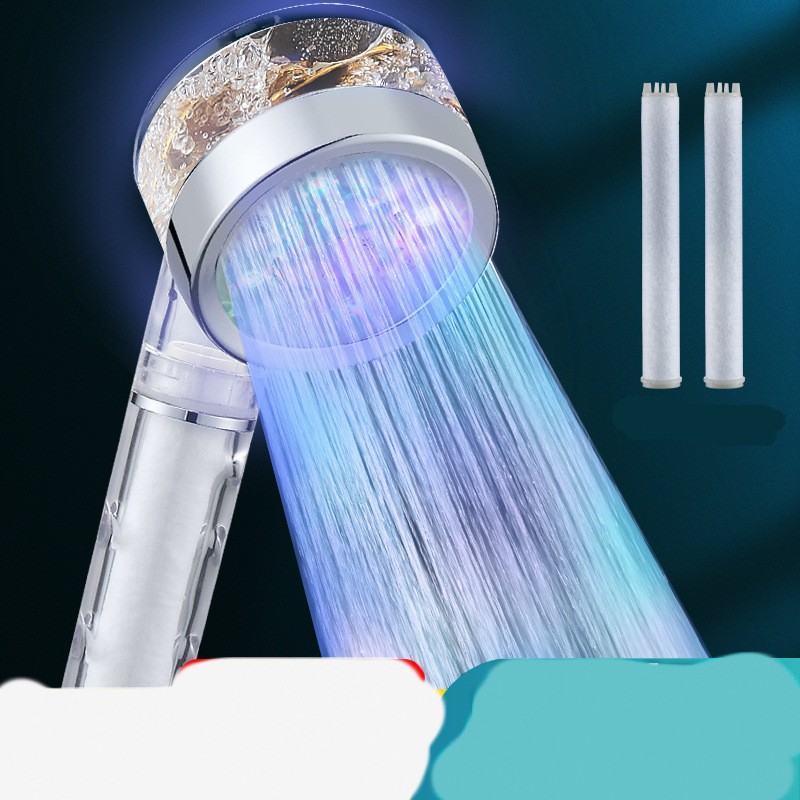 LED Nozzle Small Manwaist Turbocharged Filter Colorful Luminous Shower Showerhead