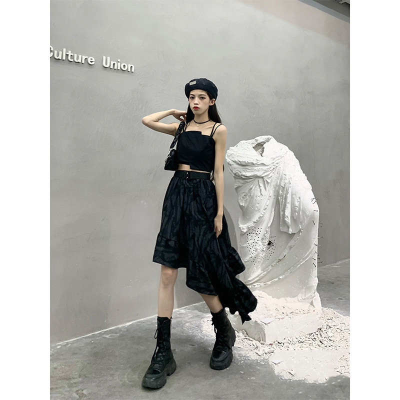 Matsumoto Funeral Dark Tie-dye Split Long Skirt Female Waist