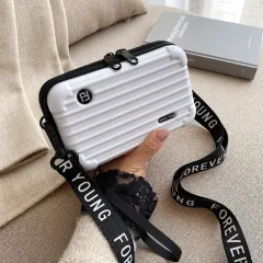 Women's Fashion Mini Luggage Shape Shoulder Crossbody Bag - White - View 1
