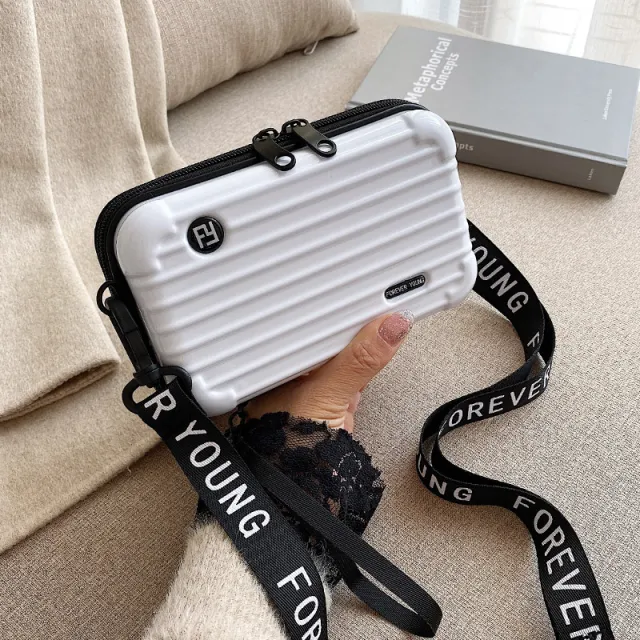 Women's Fashion Mini Luggage Shape Shoulder Crossbody Bag White - Shop at LoveMi